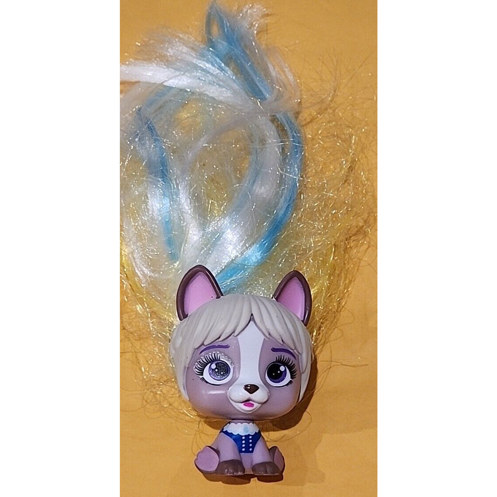 VIP Pets Puppy Dog Figure Long Colorful Hair Purple White 2.5" IMC Toys